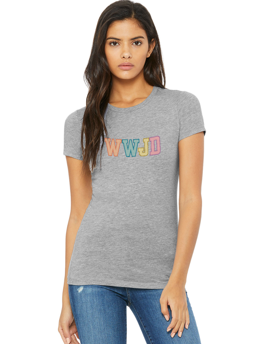 WWJD Pastel Graphic Tee â€” Women's Inspirational Christian T-Shirt