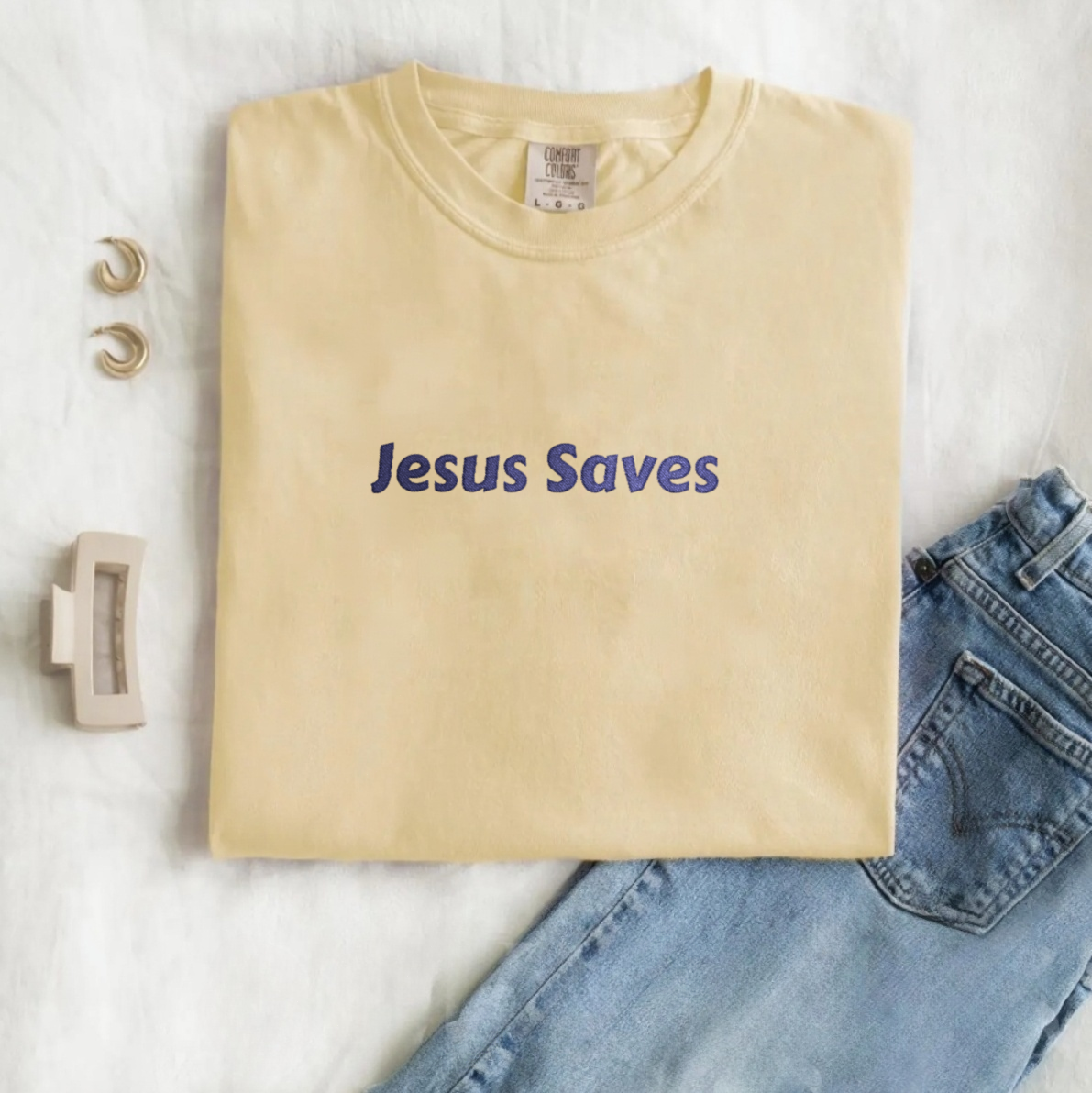 Jesus Saves Embroidered Tee