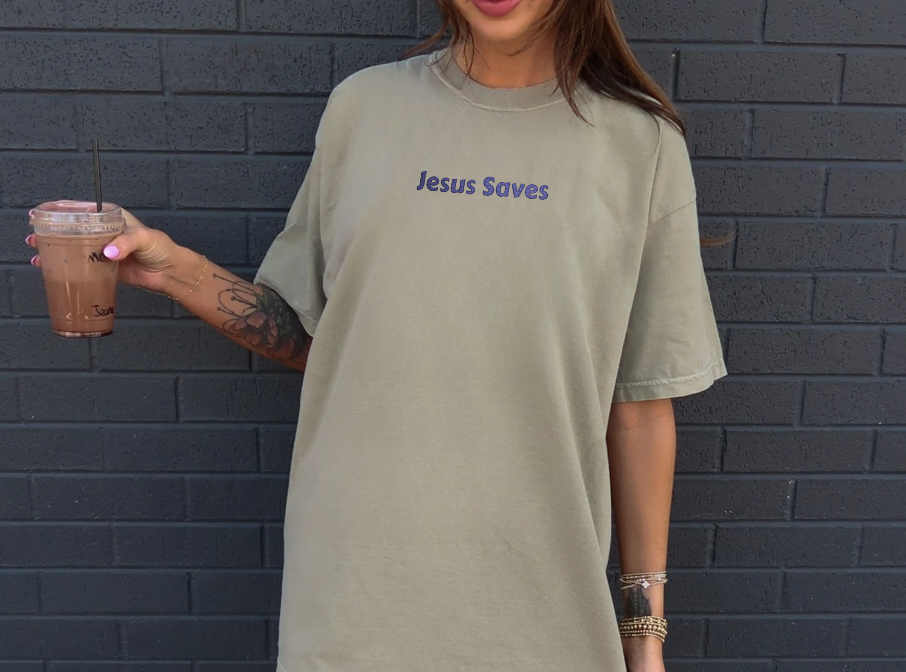Jesus Saves Embroidered Tee