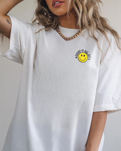Count It All Joy Smiley Embroidered Tee